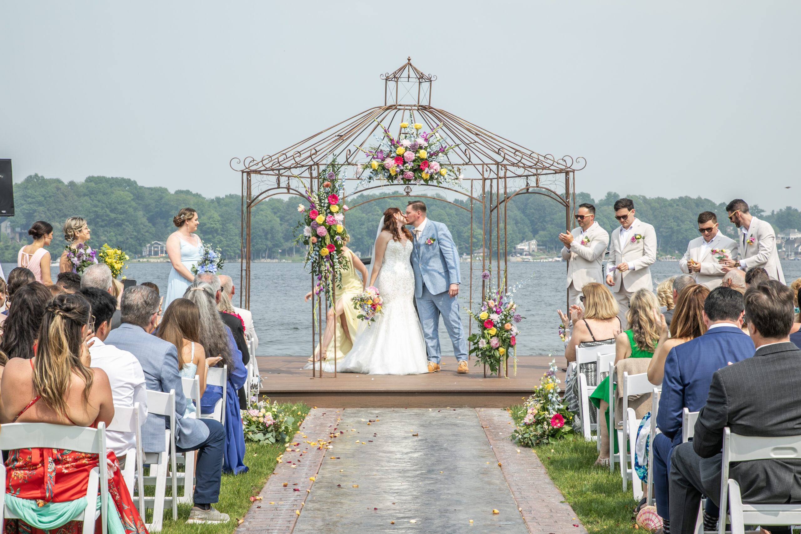 The crystal ballroom image all set up with set tables