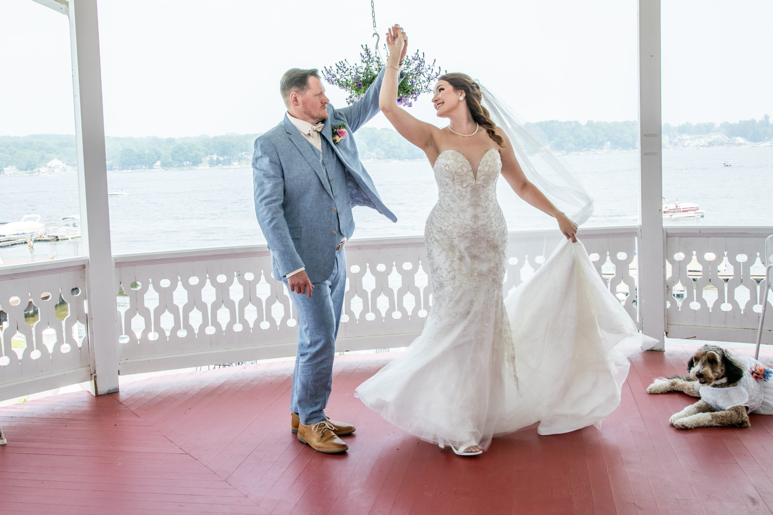 The crystal ballroom image all set up with set tables